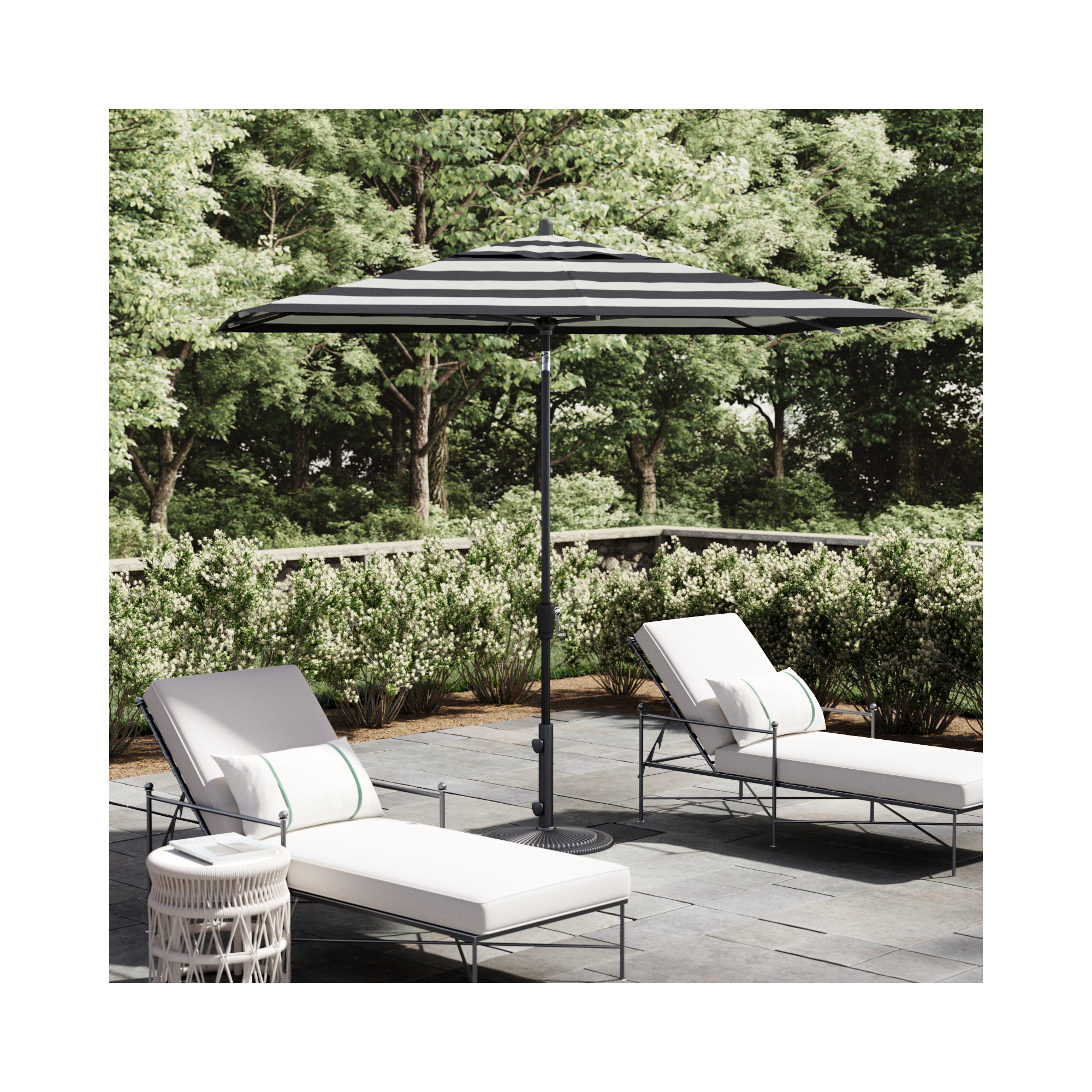 Natalie 103'' Outdoor Umbrella, Black Stripe Sunbrella®, Black Sapphire