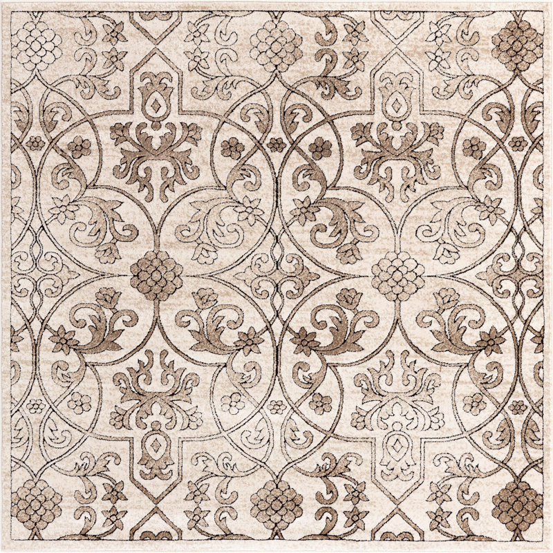 Tapis traditionnel Emigdio couleur latte, Carré 6 pi