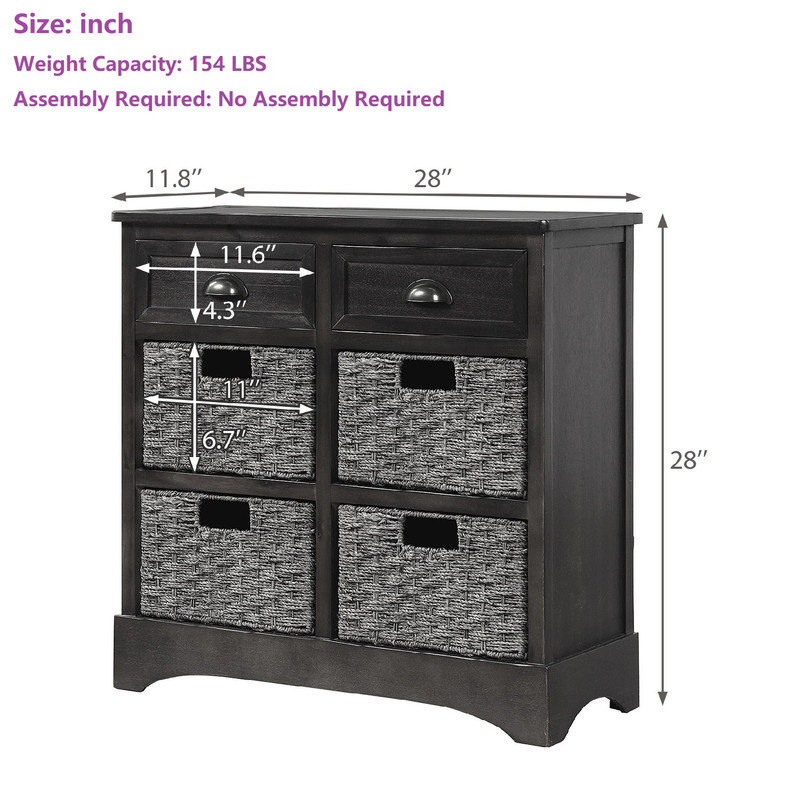 28" Wide 2-Drawers Buffet Table, Espresso