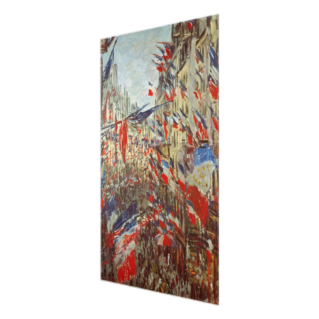 Glasbild Rue Montorgueil, Feierlichkeiten zum 30. Juni von Claude Monet