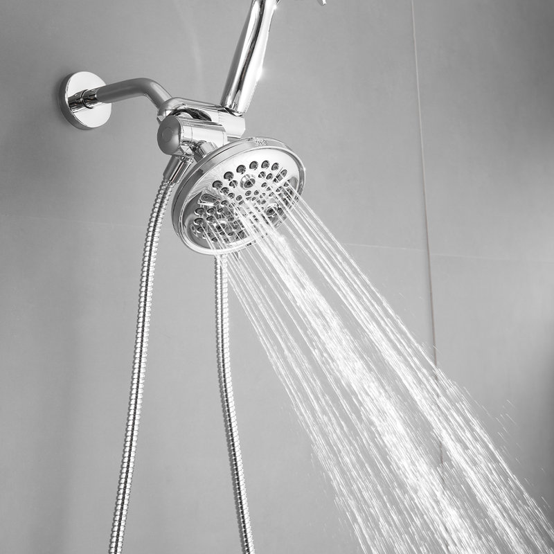 8-Spray Dual Shower System With 3-Way Diverter And Stainless Steel Hose, Polished Chrome