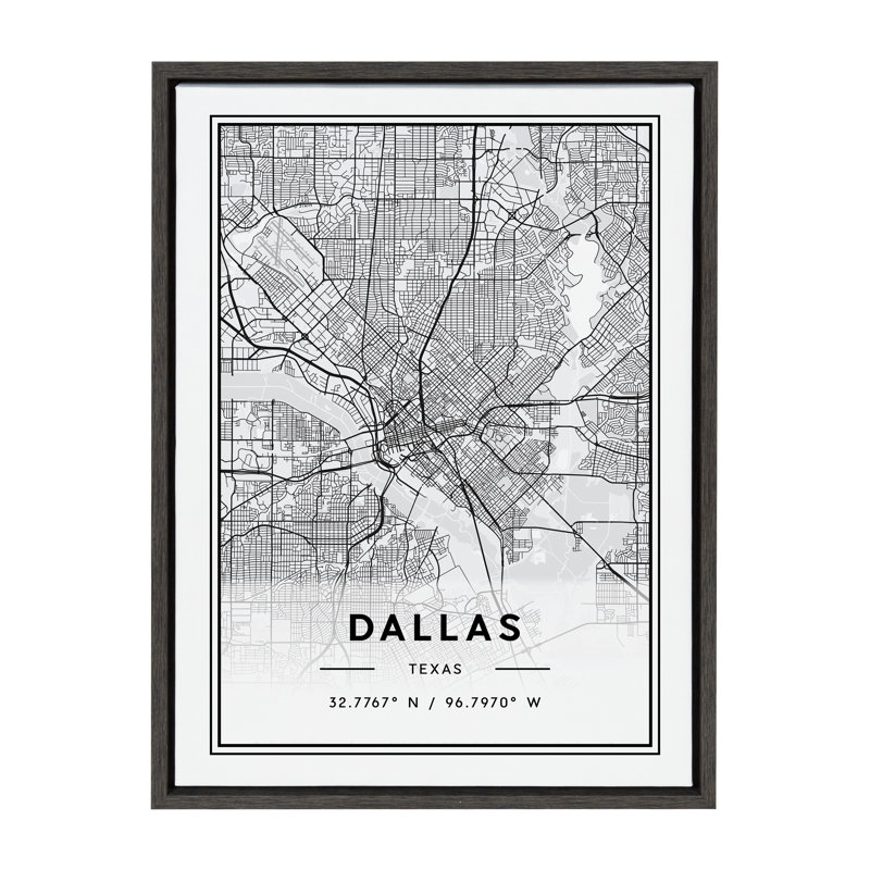 «Dallas Modern Map» par Jake Goossen, reproduction d'art sur toile encadrée
