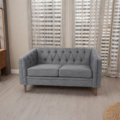 Elegant Diamond-Stitched Button-Tufted Loveseat with Birch Wood Legs, Perfect for Contemporary and Mid-Century Modern Interiors. by George Oliver