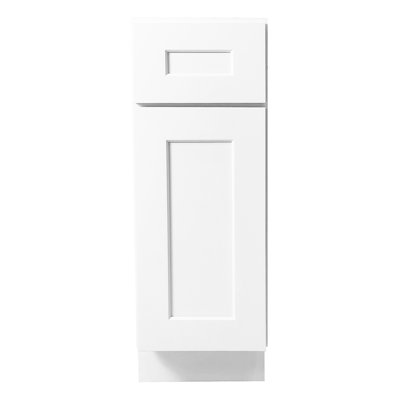 Armoire de base à porte simple en bois massif blanc Shaker pour le garage, le salon et la cuisine, tablette réglable, charnières à fermeture douce, tiroirs préinstallés avec système de fixation (l 24 po x l 34,5 x P 21 po)