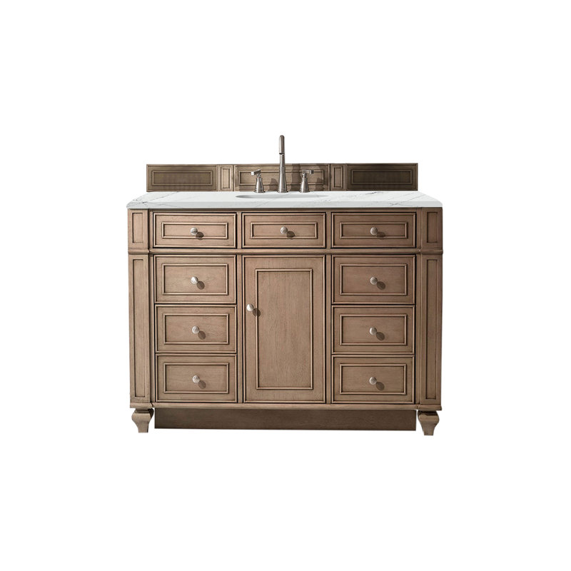 Bristol 48'' W Single Vanity, Ethereal Noctis, 8" Widespread, Whitewashed Walnut