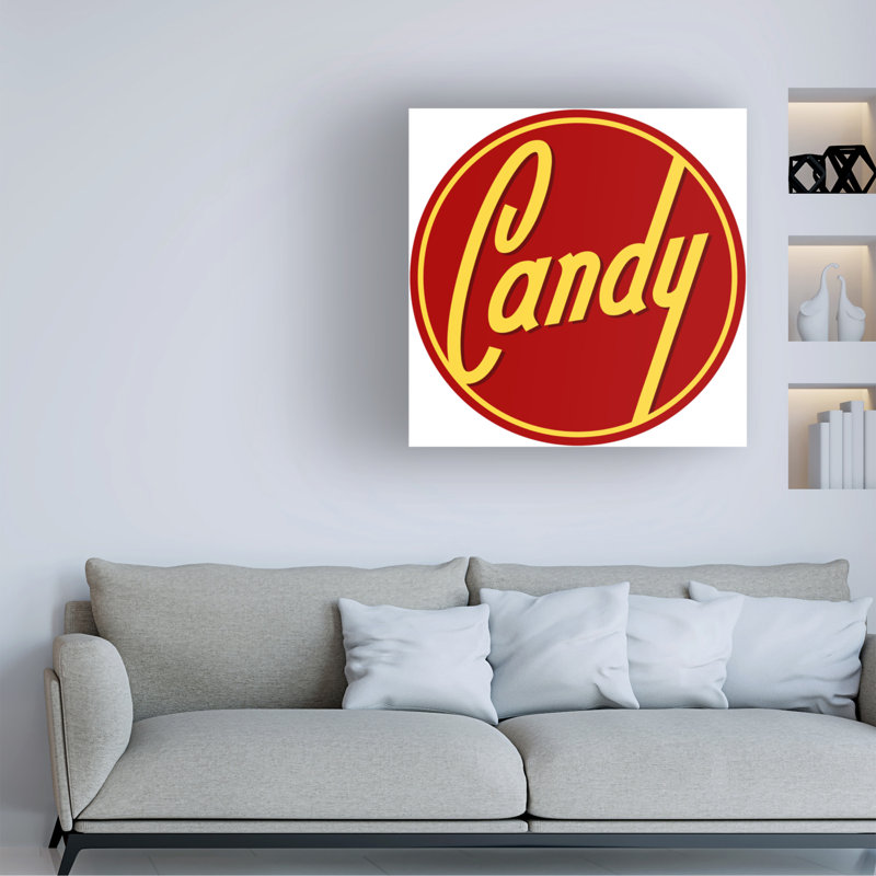 «Candy Round» par RetroPlanet - Art textuel sur toile sans cadre, H 24 po x l 24 po x P 2 po