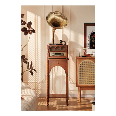 Gramophone rétro en bois de frêne français: lecteur de vinyle Bluetooth pour le salon