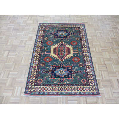 Tapis de zone en laine 4 pi x 6 po à la main one-of-kind noué la Bechtold