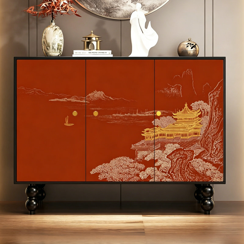 Chinese Style Wooden Entryway Storage Cabinet