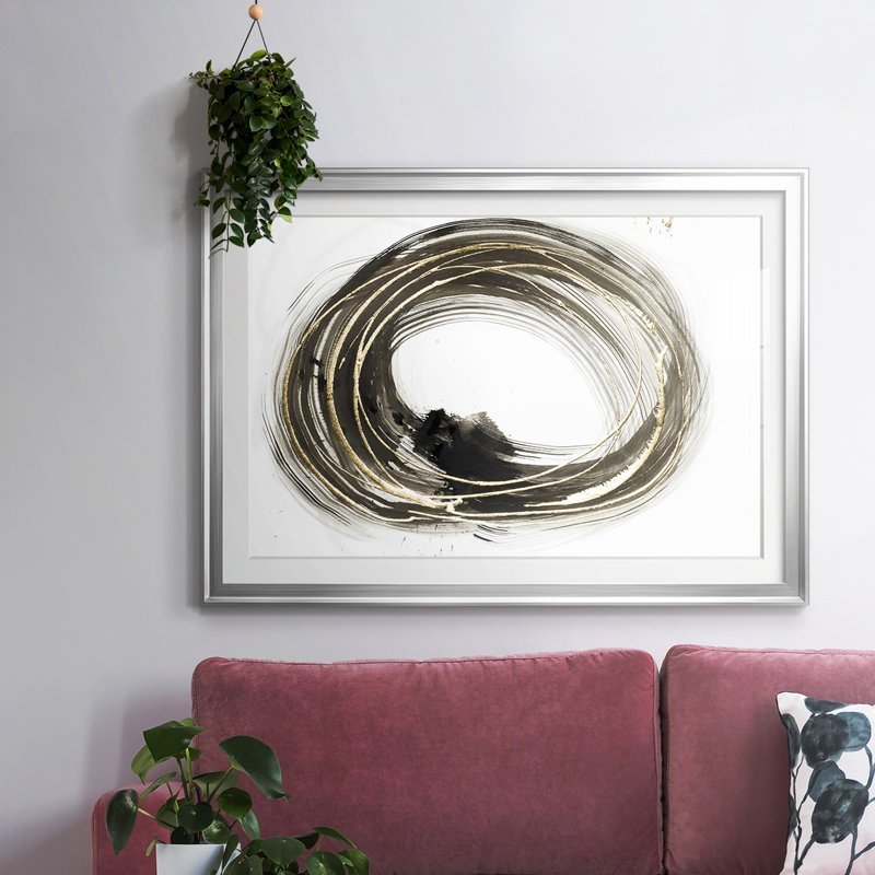 Golden Social Circles I-FramedFramed Print, Argent, H 19 po x l 27 po x P 1,5 po