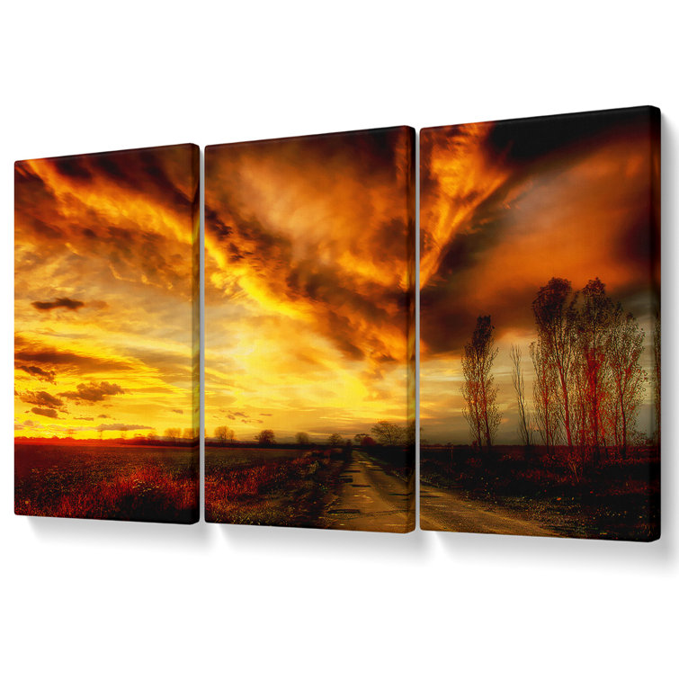 Ebern Designs The Road To Nowhere - 3 Piece Wrapped Canvas Print ...