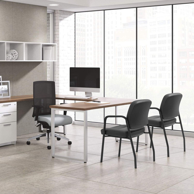 Chaises de réception de bureau de salle d'attente Tring, chaises d'invité en cuir avec accoudoirs