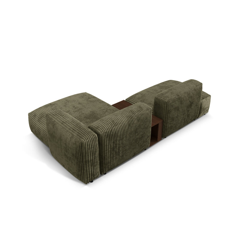 Betsayda 2 Seater Corduroy Corner Sofa , Moss Green