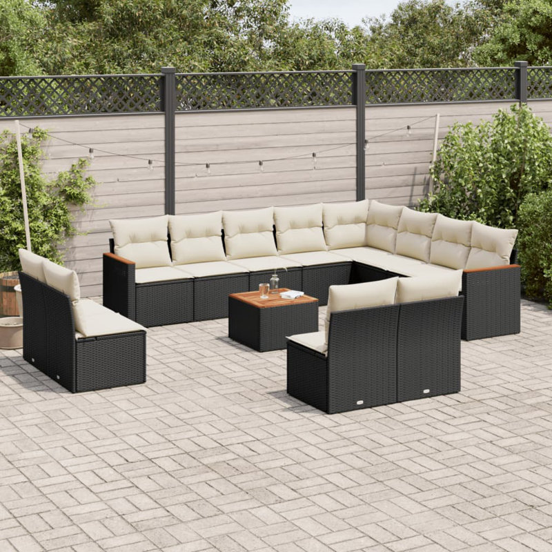 Vidaxl Garden Sofa Set, White Cushion/Black Frame
