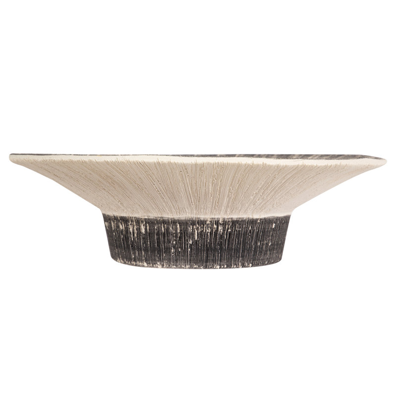 Ceramic / Porcelain Decorative Bowl 1, 10cm H x 35cm W x 35cm D, Black/Beige