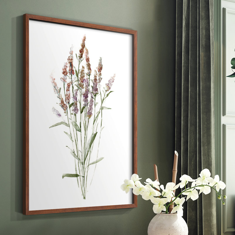 Reproduction encadrée botanique III - bois massif, Brun, H 20 po x l 16 po