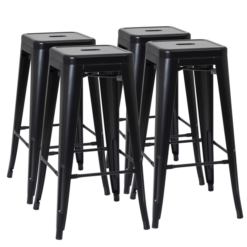 Lansing Iron Counter Stool with Steel Frame, Black