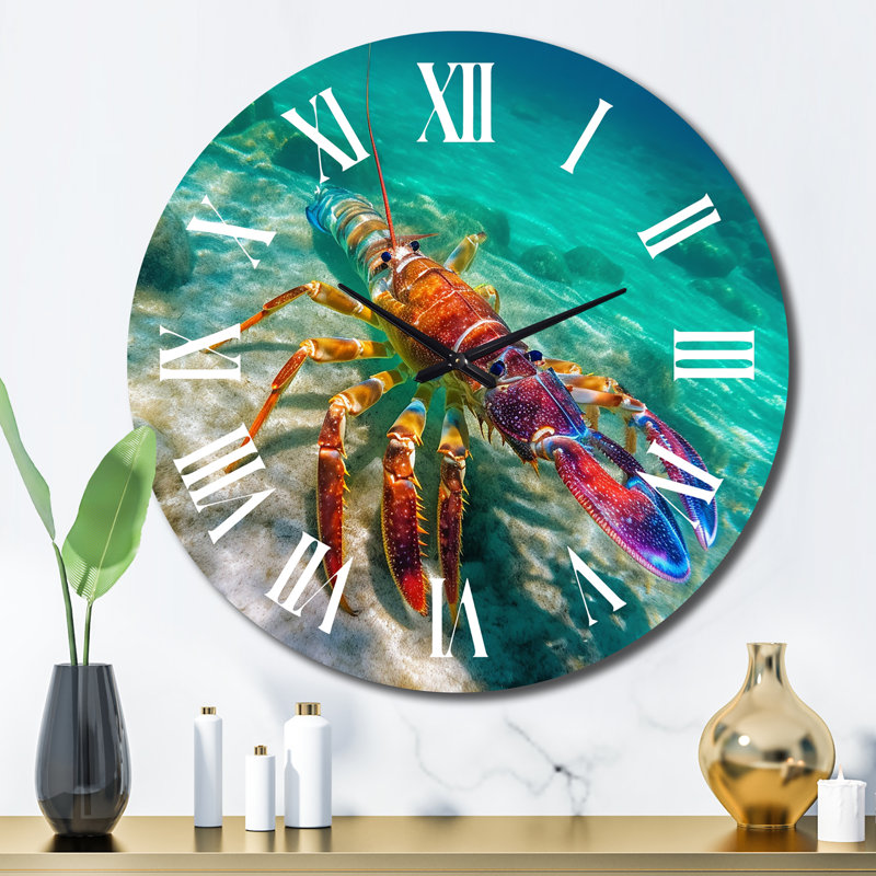Horloge murale rouge en métal, Grand