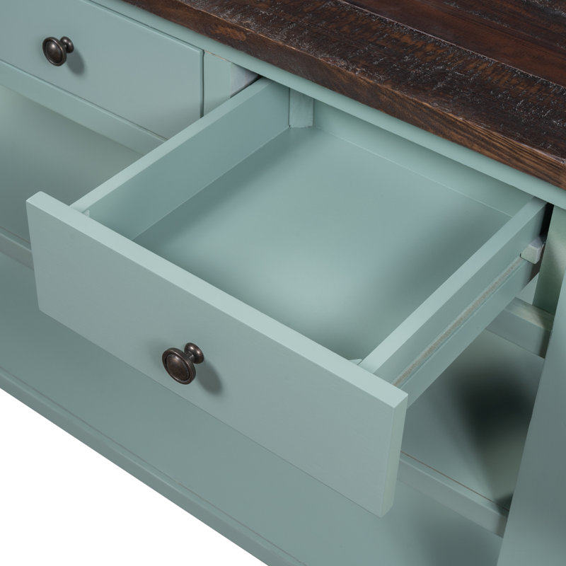 Console en bois massif 48,82 po Ronda, Marron, Vert