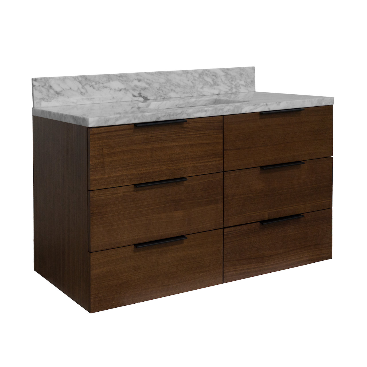 Mitchell 42'' Single Bathroom Vanity, Walnut, Carrara Marble