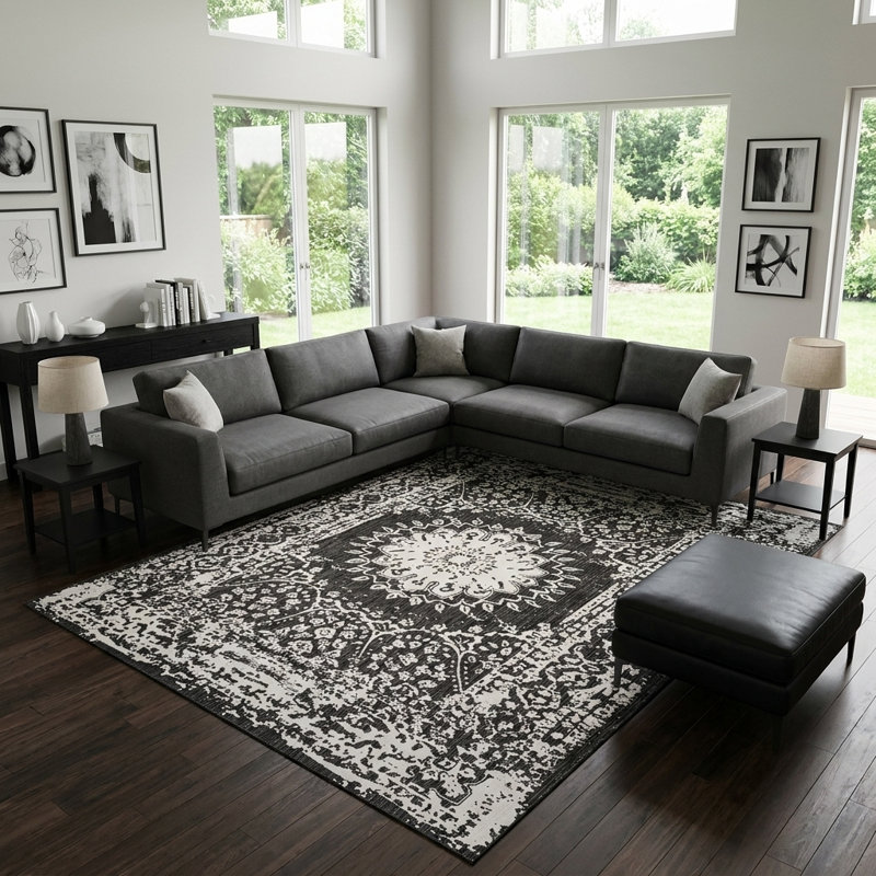 Tapis intérieur / extérieur Ornate Lamotte, Rectangle 10 pi x 14 pi 1 po