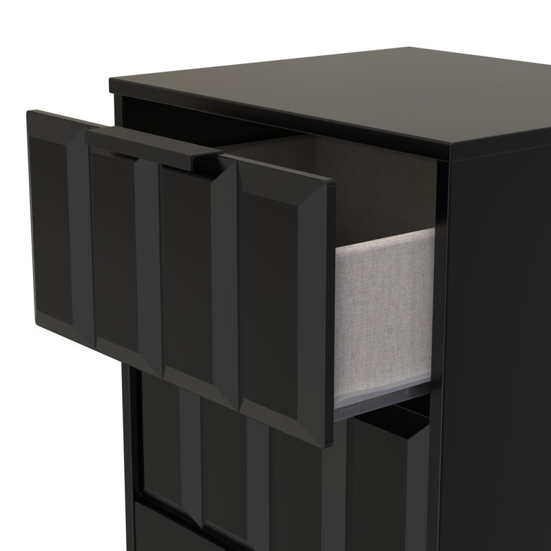 Doss 45cm W Manufactured Wood Bedside Table, Deep Black/Black Matt