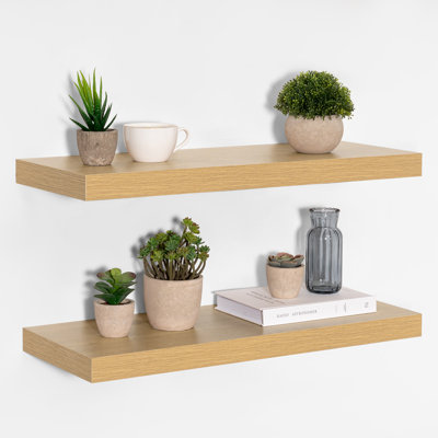 2-Piece Floating Wall Shelves, 9.3" Deep, Wall-Mounted Design