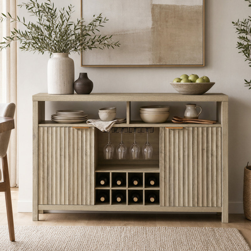 Armoire de bar l 51 po Nicolee, Chêne gris-beige