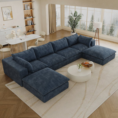 Cloud Sofa,Corduroy Fabric,Deep Seat Couches,Double-Layer Design,Removable  Cushion