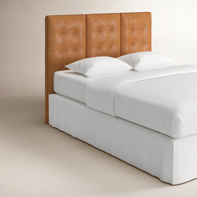 Candi Genuine Leather Headboard in Saddle Tan