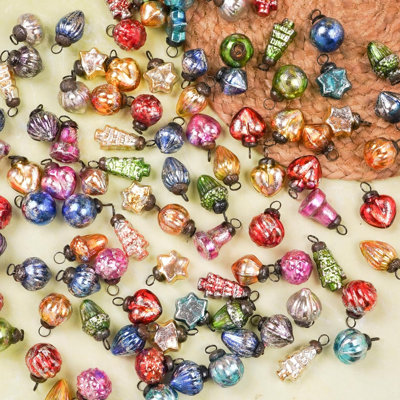 25-Piece Retro Distressed Glass Christmas Tree Ornaments, Vintage-Inspired Holiday Baubles for Tree, Wreath, Garland & Home Décor