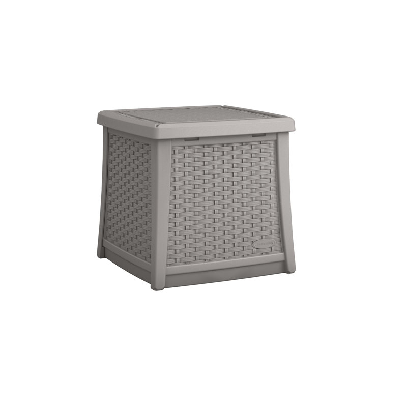 Suncast 19.31 in. W x 10.56 in. D Resin End Table with Storage for Outdoor Use, Made in the USA, Dove Gray