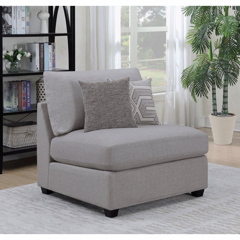 Chaise d'appoint rembourrée en tissu sans accoudoirs avec coussins