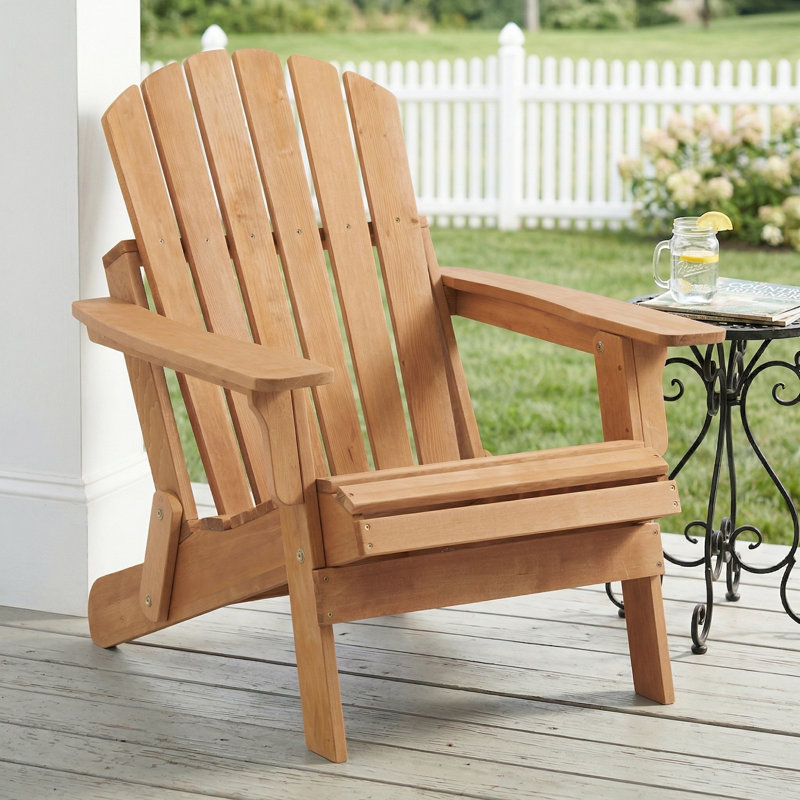 Chaise Adirondack pliante surdimensionnée, chaise longue en bois robuste pour foyer d'extérieur, brun clair, Brun