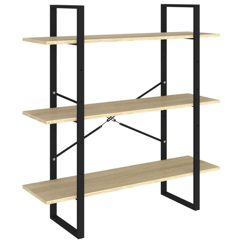 Bibliothèque Canne en bois d'ingénierie, (5 tablettes) H 68,9 po x l 23,6 po x P 11,8 po, Marron clair