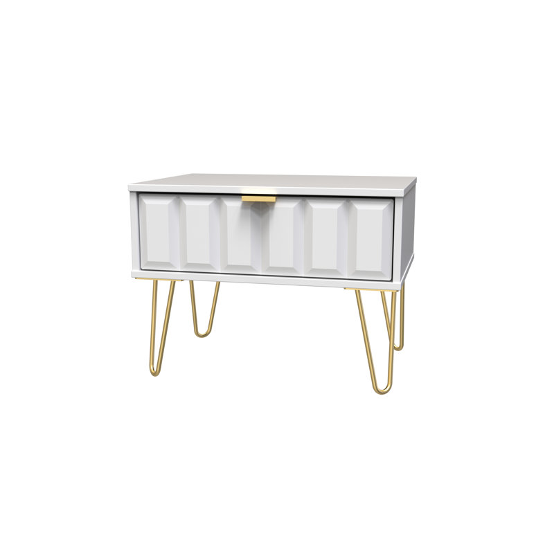 Alard End Table, White/Gold
