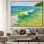 Très grande plage, art mural - impression de paysage de mer coloré pour salon côtier moderne, très grande impression murale encadrée (assemblage requis)