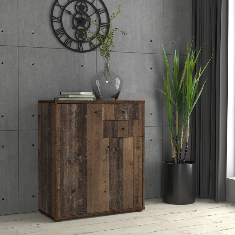 Amandla 2 Drawer 73.7Cm W Combi Chest, Old Wood
