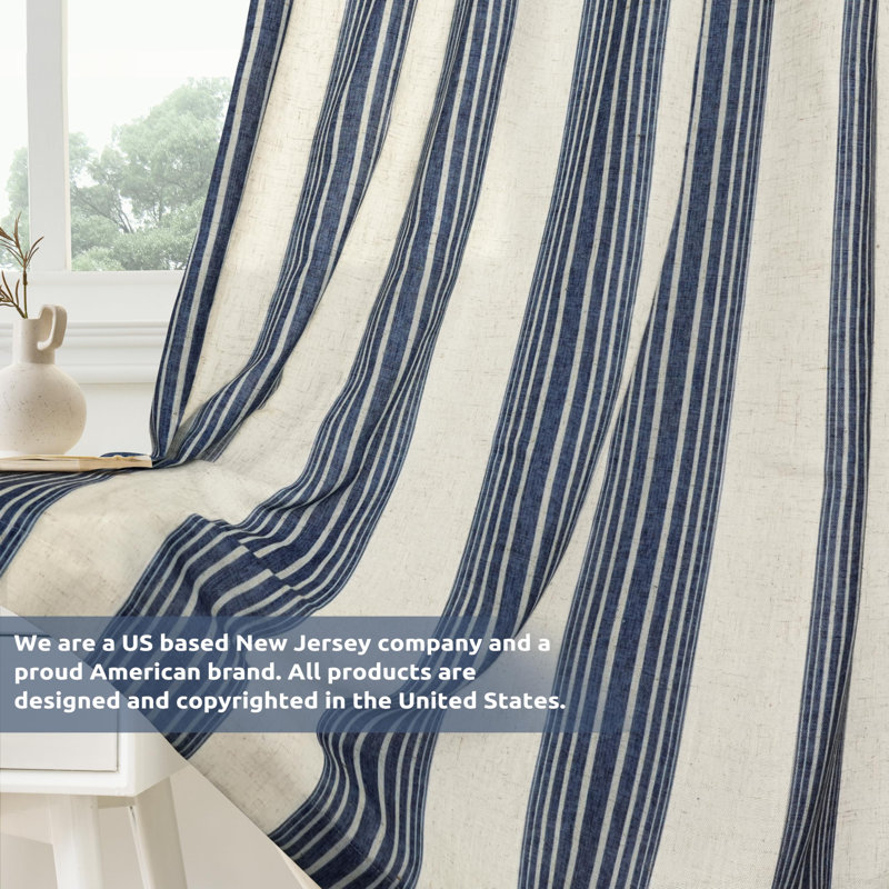 Rideaux semi-transparents avec passe-tringle Chris, L 52 po x L 36 po, Bleu marine jean