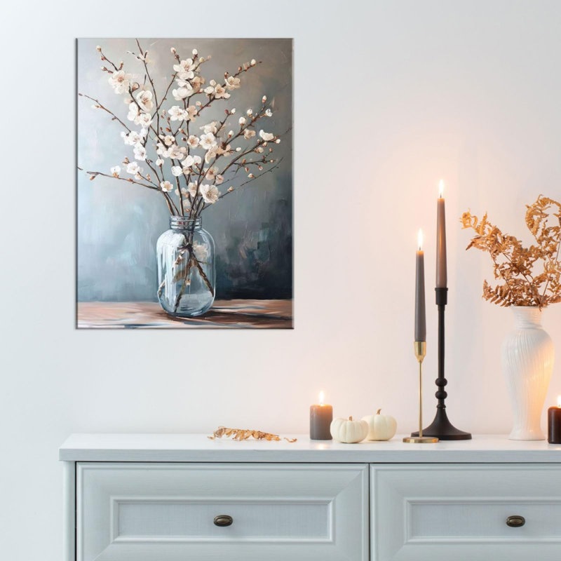 «Blush Blooms & Mercury», art mural en verre sans cadre 24 po x 32 po