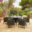 Dubose 6 - Person Wicker Patio Dining Set with Round Table , Cushions Included-123335537-122721473