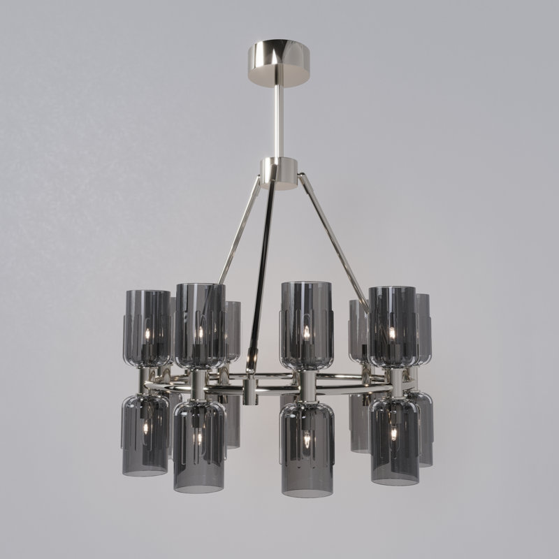 Escalade Chandelier, Polished Nickel, 24" H x 23" W x 23" D