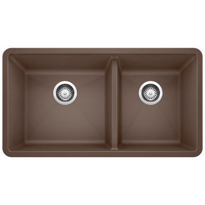 Precis SILGRANIT 33" L X 18" W Double Bowl Undermount Kitchen Sink