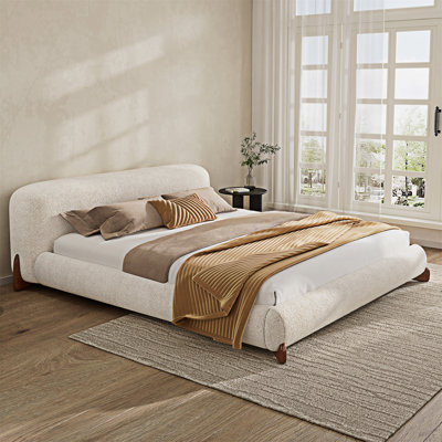 Upholstered Platm Bed With Headboard