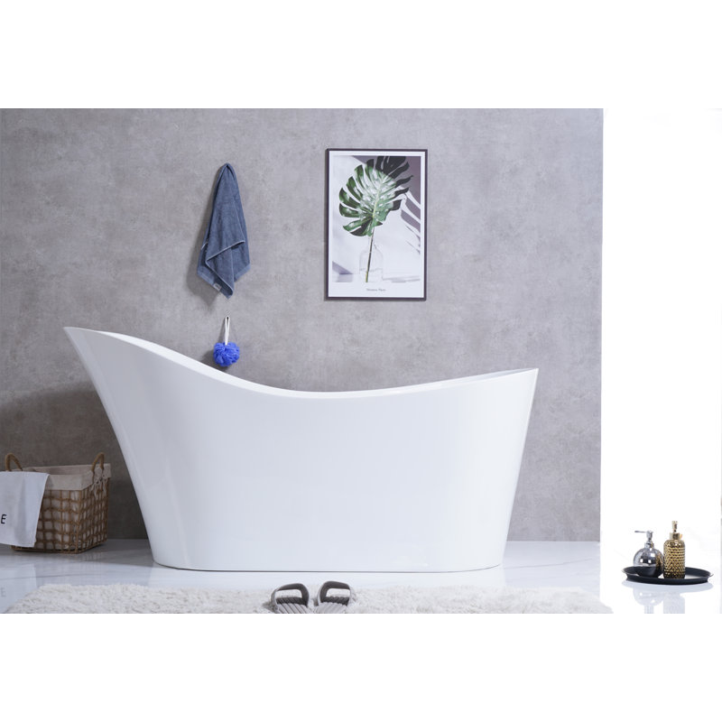 KDK HOME 67" x 28" Freestanding Soaking Bathtub Luxury Acrylic Spa Tubs for Bathroom with Overdlow & Pop-up Drainer