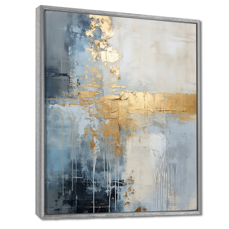 Beige et or simple paysage d'hiver - Paysage d'hiver encadré, art mural, H 44 po x l 34 po x P 1,5 po, Encadrement argenté