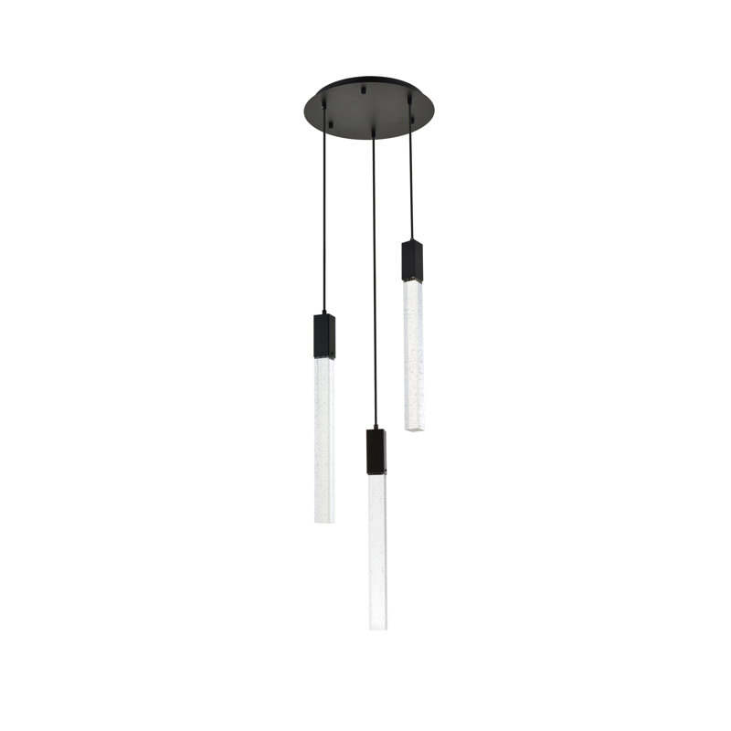 Luminaire suspendu rectangulaire à 3 lumières Aliha, Noir