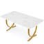Bureau de direction 63 po - Bureau d'ordinateur moderne blanc et or avec plateau en faux marbre, grande table de conférence pour bureau à domicile ou salle de réunion