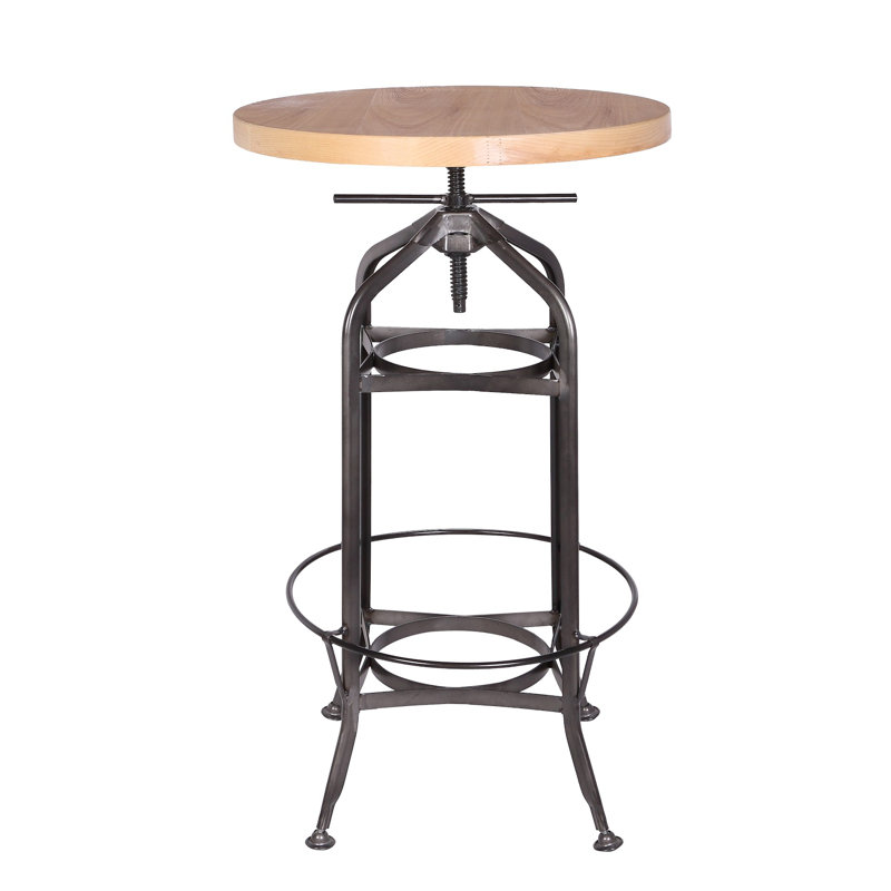 24 plateaux de table en placage de bois de frêne rond à hauteur réglable, Bronze industriel mat, Naturel