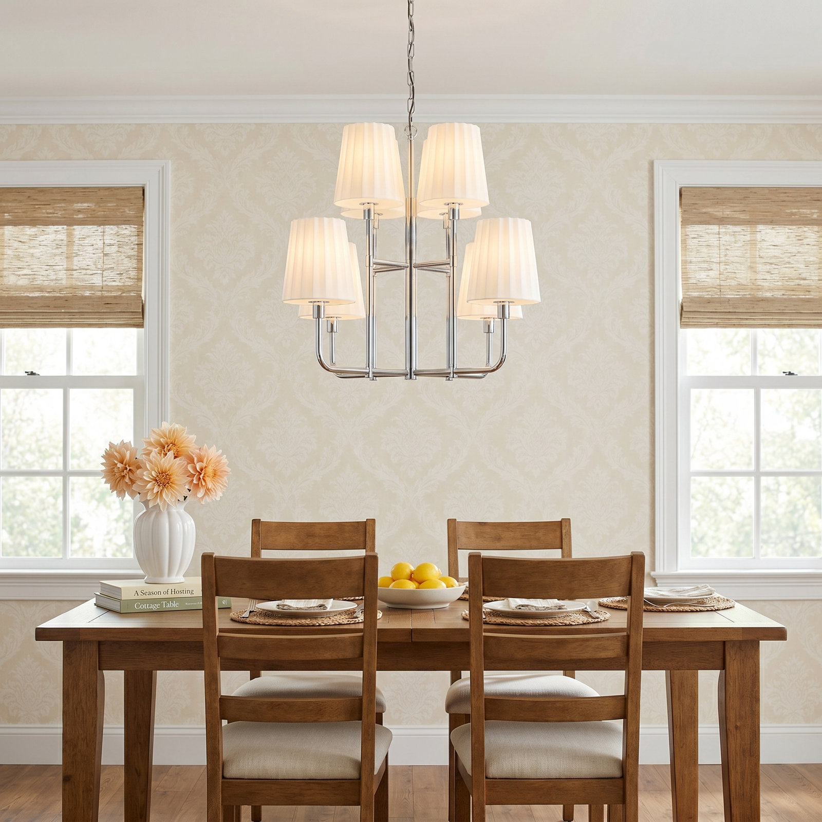 Tindra 8 - Light Metal Dimmable Chandelier, Chrome
